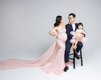 Flying Maternity Dress, Plus Size Maternity Dress, Maternity Flying Dress, Spring Maternity Dress, Maternity Dress with Train Pink Dress
