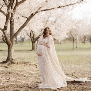 Boho Flutter Sleeve Maternity Dress | Boho Maternity Gown | Vintage Lace Maternity Dress | Lace Maternity Dress | White Lace Maternity Gown