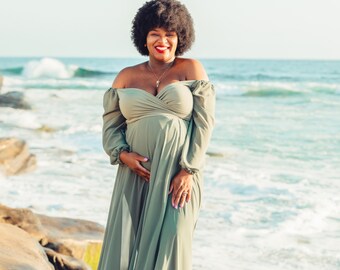 Shoulder Maternity Dress Maternity Gown 