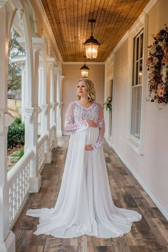 Long Sleeve Lace Maternity Dress for 