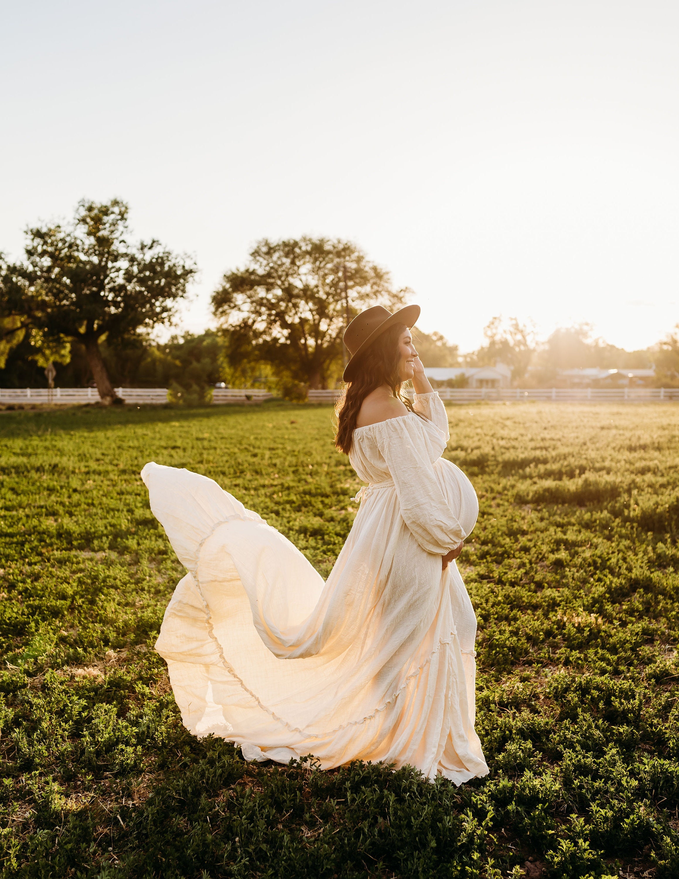 cream maternity dress