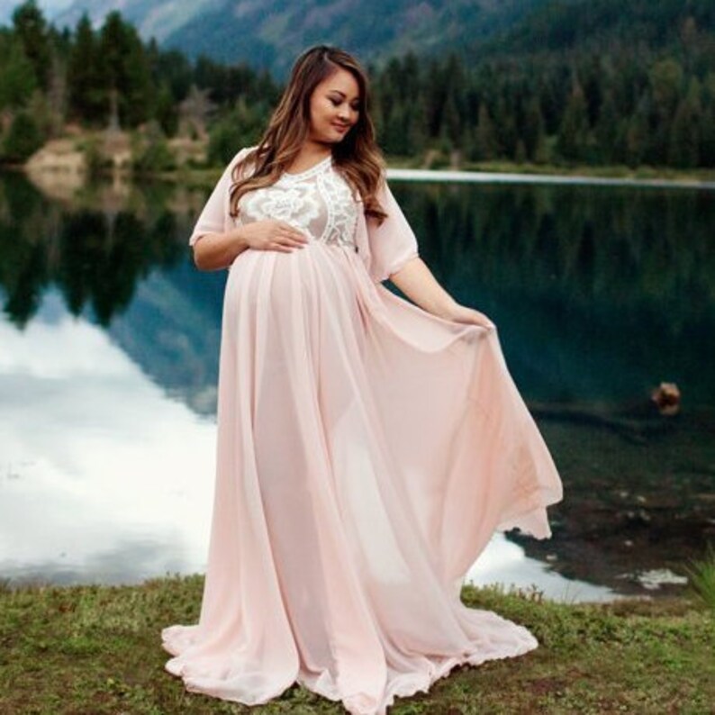 Boho Maternity Gown Bohemian Maternity Dress Chiffon Preagnacy Etsy