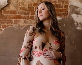 Boho Maternity Dress For Photo Shoot Traveling Dress Floral Maternity Dresses High End Maternity Dress