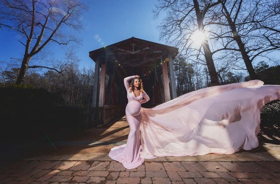 Ready to Ship Blush Maternity Gown for 