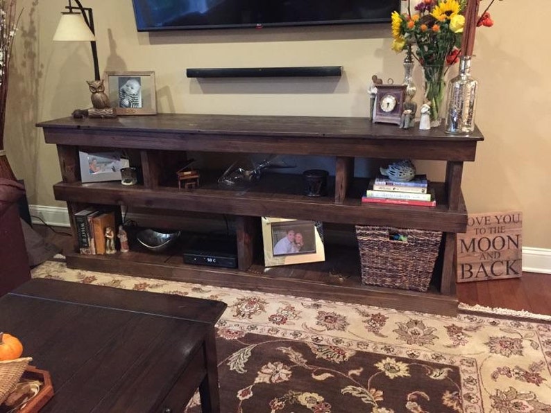 Reclaimed Wood TV Console Rustic Console Table Bookshelf TV Etsy