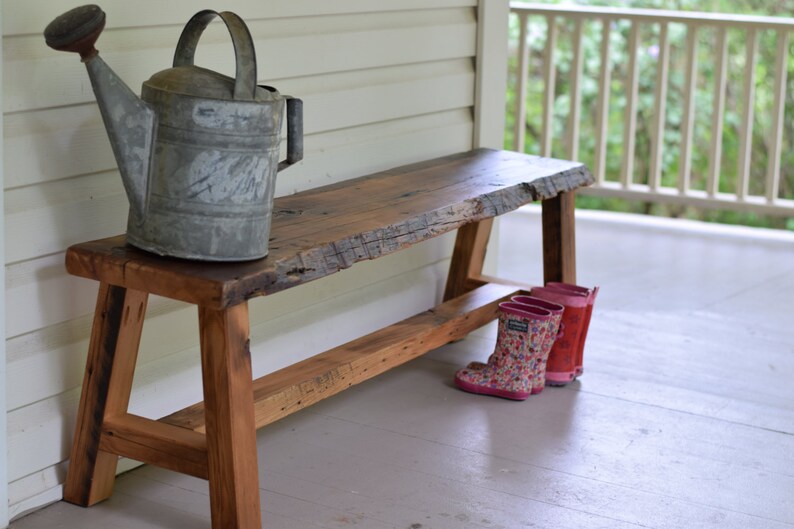 Live Edge Reclaimed Wood Bench Entryway Bench Barn Wood Etsy