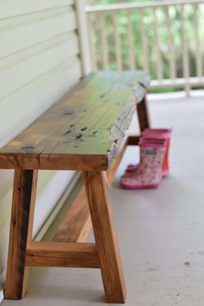 Live Edge Reclaimed Wood Bench Entryway Bench Barn Wood Etsy
