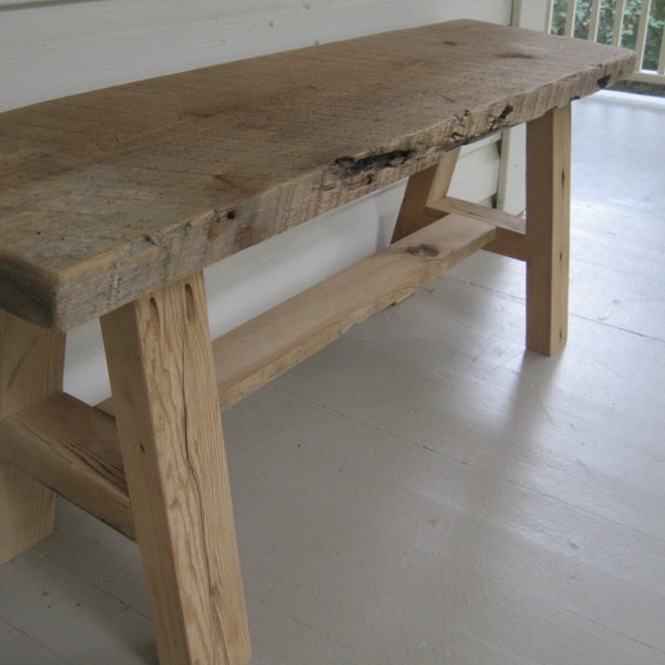 Reclaimed barn wood bench, barnwood bench, farmhouse rustic