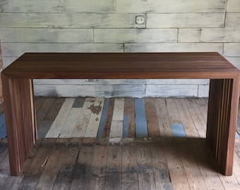 Walnut Butcher Block Waterfall Style Kitchen Island, Waterfall Table