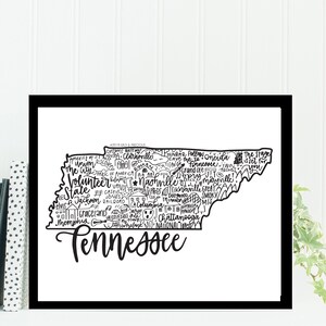 Tennessee State Print- Tennessee State Art- Tennessee Art- State Print- Handlettered Print-Handlettered Art