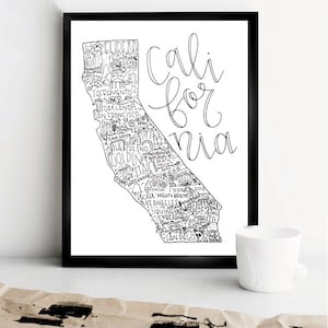 Art mural de l&#39;État de Californie, cadeau pour décoration murale californienne pour nouvelle maison, cadeau de pendaison de crémaillère, cadeau de remise des diplômes