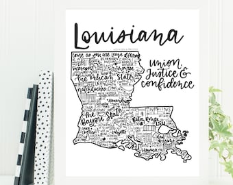 Louisiana State Art Wall Art Gift for Louisiana Wall Decor for New House Gift for Housewarming Gift for Graduation Gift