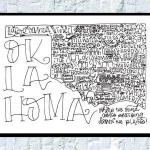 Oklahoma State Art Wall Art Gift for Oklahoma Wall Decor for New House Gift for Housewarming Gift for Graduation Gift