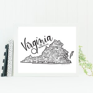 Virginia State Art Wall Art Gift for Virginia Wall Decor for New House Gift for Housewarming Gift for Graduation Gift