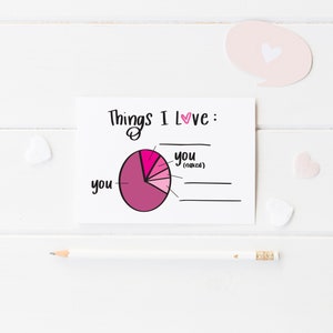 Dingen die ik hou van cirkeldiagram kaart-grappige Valentijnsdag kaart-verjaardag kaart-hou van je (naakt) kaart-grappige liefde kaart-vuile liefde kaart