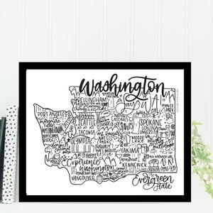Washington State Art Wall Art Gift for Washington Wall Decor for New House Gift for Housewarming Gift for Graduation Gift