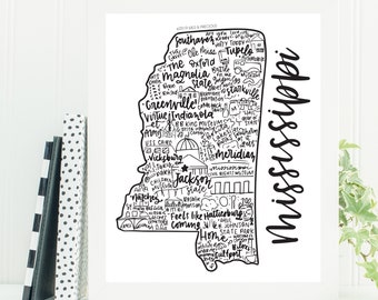 Mississippi State Art Wall Art Gift for Mississippi Wall Decor for New House Gift for Housewarming Gift for Graduation Gift