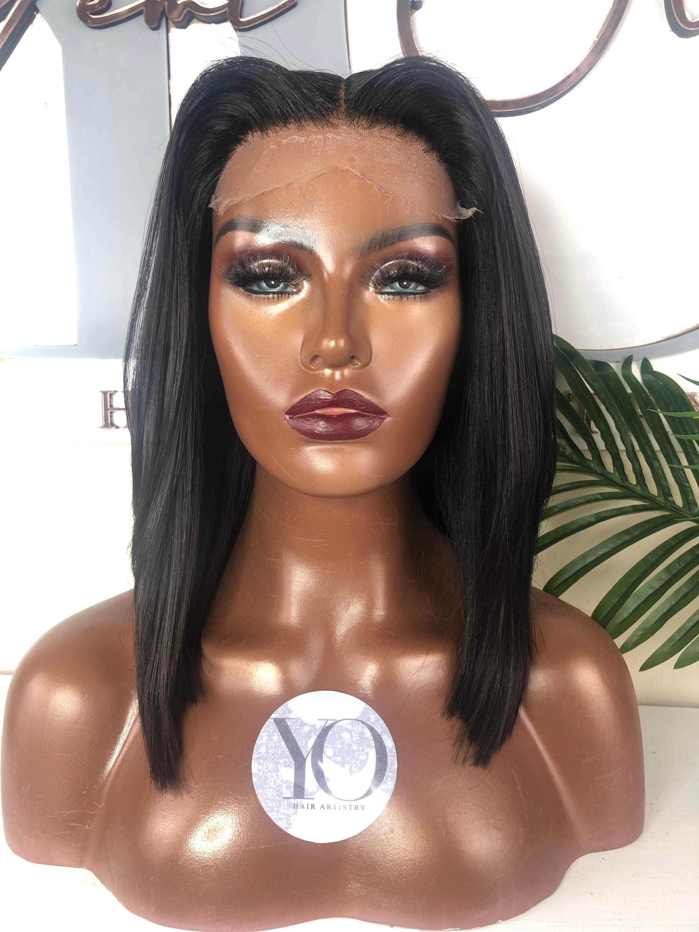 14 Inch Raw Human Hair Bob Wig, 5x5 HD Lace Closure - Etsy