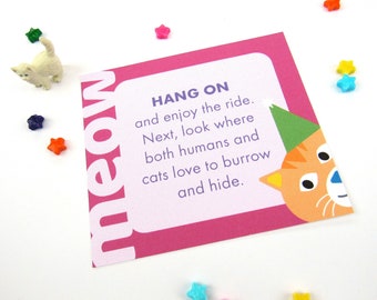 PRINTABLE, Birthday Scavenger Hunt Clue Cards, Cat Birthday Party, For Kids, Treasure Hunt Clues, Party Game, Gift Hunt, Birthday Riddles