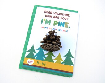 PRINTABLE, Valentine Cards, For Kids, Non Candy, Classroom, For Friends, Nature, Pine Cone, Funny, School, Gift, Retro, Instant Download