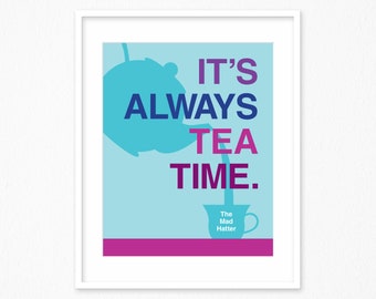 It’s Always Tea Time Wall Art, Kids Decor, Playroom Decor, Typography, Quote, Printable Wall Art, Instant Download, Flying Pinwheel