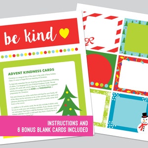 Advent Kindness Calendar, Random Acts of Kindness, Christmas Countdown ...