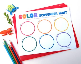 Color Scavenger Hunt PRINTABLE, For Kids, Nature Walk Scavenger Hunt Template, Homeschool, Rainbow, Outside, Inside, For School, Game