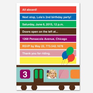 Chicago CTA Train Birthday Party Invitation, Train Birthday Party, Custom Invitation, Printable Invitation, Flying Pinwheel