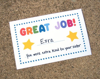 Great Job Award PRINTABLE, For Kids, Homeschool, For School, Great Job Note, Positive Affirmations, Positive Words, Encouragement Gift