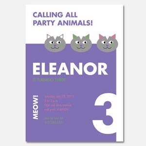 Cat Birthday Party Invitation, Cat Party, Printable Birthday Invitation, Custom Invitation, Digital Invitation, Flying Pinwheel