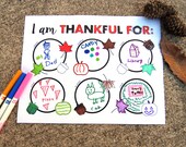 Thanksgiving Thankful Printable, Thanksgiving Placemat, Thanksgiving Coloring, For Kids, Printable Holiday Activities, Instant Download