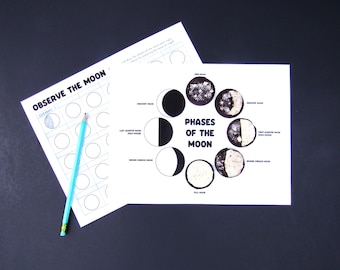 Phases of the Moon PRINTABLE, For Kids, Moon Calendar, For Children, Homeschool, Classroom, Moon Phase Activities, Moon Phase Project