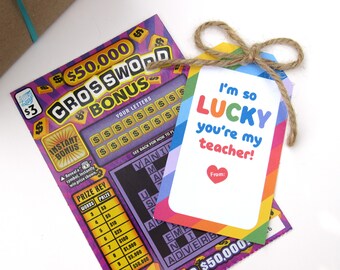 Teacher Gift Tag PRINTABLE End of Year Teacher Gift Lucky Teacher Thank You Lotto Teacher Tag Lotto Teacher Appreciation Rainbow Gift Tags