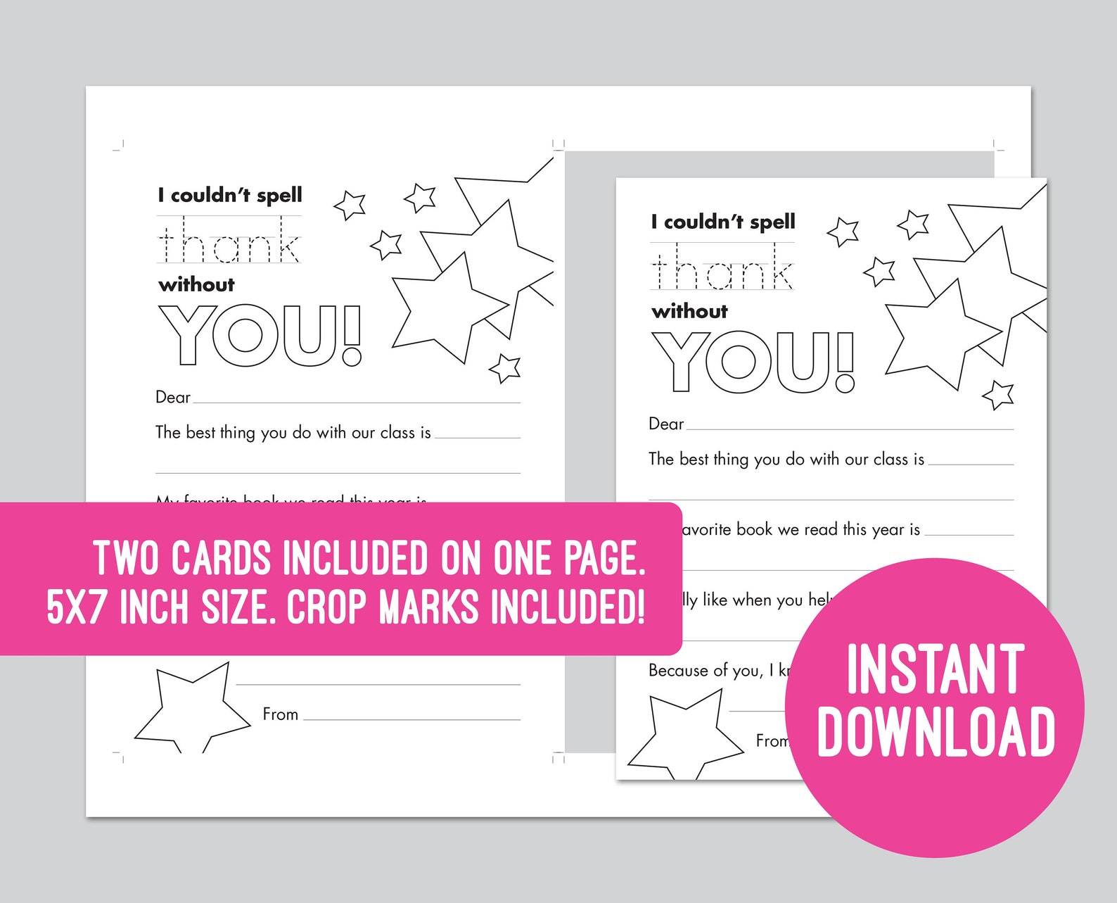 Teacher Appreciation Printable Thank You Card Printable - Etsy