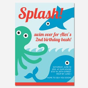 Sea Creature Birthday Party Invitation, Ocean Birthday Invite, Underwater Invite, Custom Invitation, Printable Invitation, Bold Design