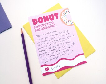 PRINTABLE Teacher Appreciation, Blank Card, Thank You Card, Donut Card, Donut Teacher Appreciation, End of Year Teacher Gift, For Teachers