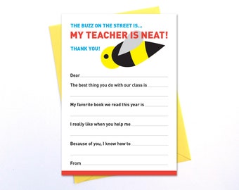 Teacher Appreciation Printable, Teacher Appreciation Week, Teacher Thank You Card, End of Year Teacher Gift, Fill in the Blank Thank You