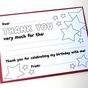 Birthday Thank You Card PRINTABLE, for Kids, Template, Fill in the ...
