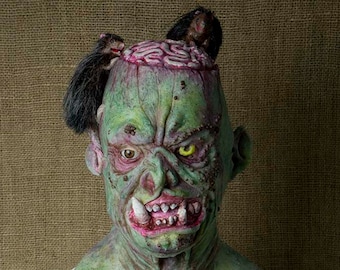 Handmade Silicone Green Monster Mask: Scary Halloween Costume