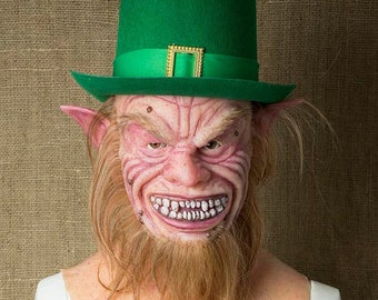 Handmade Realistic Silicone Leprechaun Mask: Pro Quality Halloween Mask