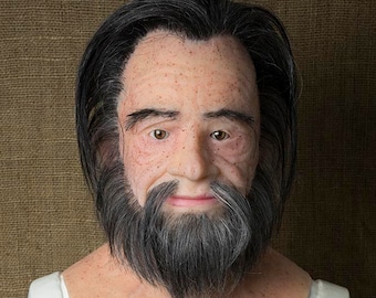 Realistic Silicone "Mark" Mask: Hand-Made Old Man Halloween Mask