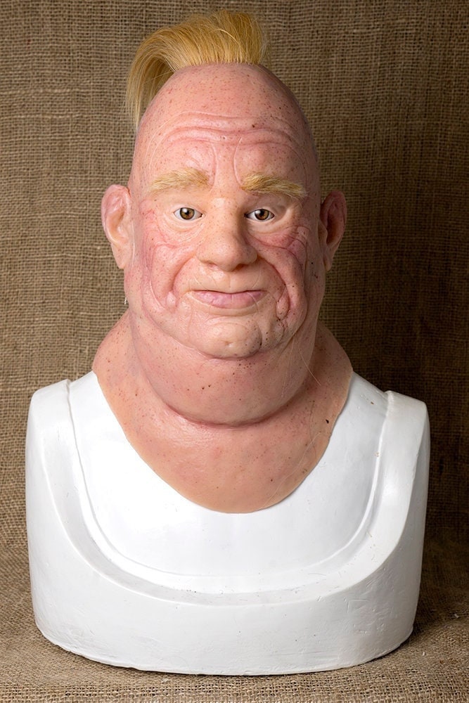 Silicone "Fat Punk Willy" Mask: Handmade Old Man Halloween Mask