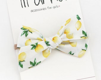 Lemon lime fabric bow lemon headband