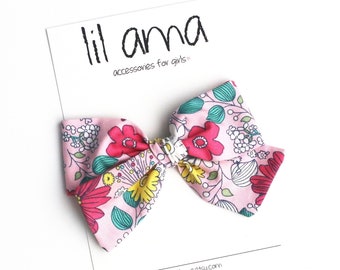 Pink Floral Baby Hair Bow: Spring Newborn Headband