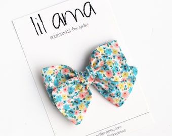 Baby Floral Headband Bow, Baby Girl Headband, Bright Color Floral Hair Bow, Newborn Baby Gift