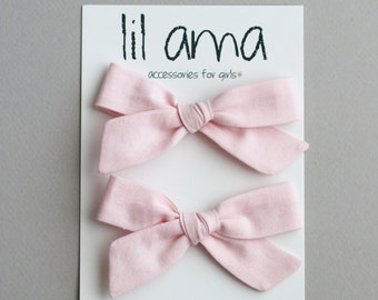 Pink Pigtail Hair Bows, Set of 2 Toddler Girl Hair Clips