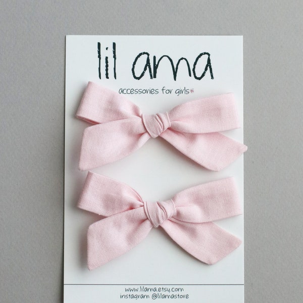 Pink Pigtail Hair Bows, Set of 2 Toddler Girl Hair Clips