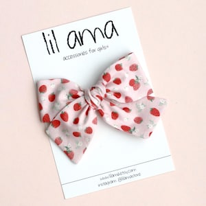 Strawberry Hair Bow, Berry First Birthday Baby Girl Headband or Clip