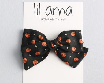 Pumpkin Hair Bow, Fall Halloween Baby Girl Headband