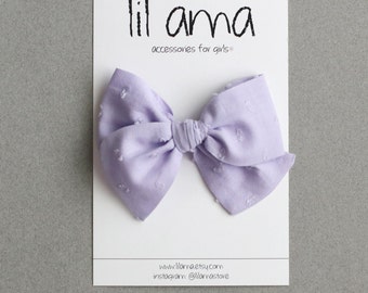 Lavender Swiss Hair Bow, Baby Girl Headband, Newborn Girl,